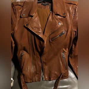 NEW WITH TAGS Gorgeous Lamarque dark brown moto/biker jacket Size Small